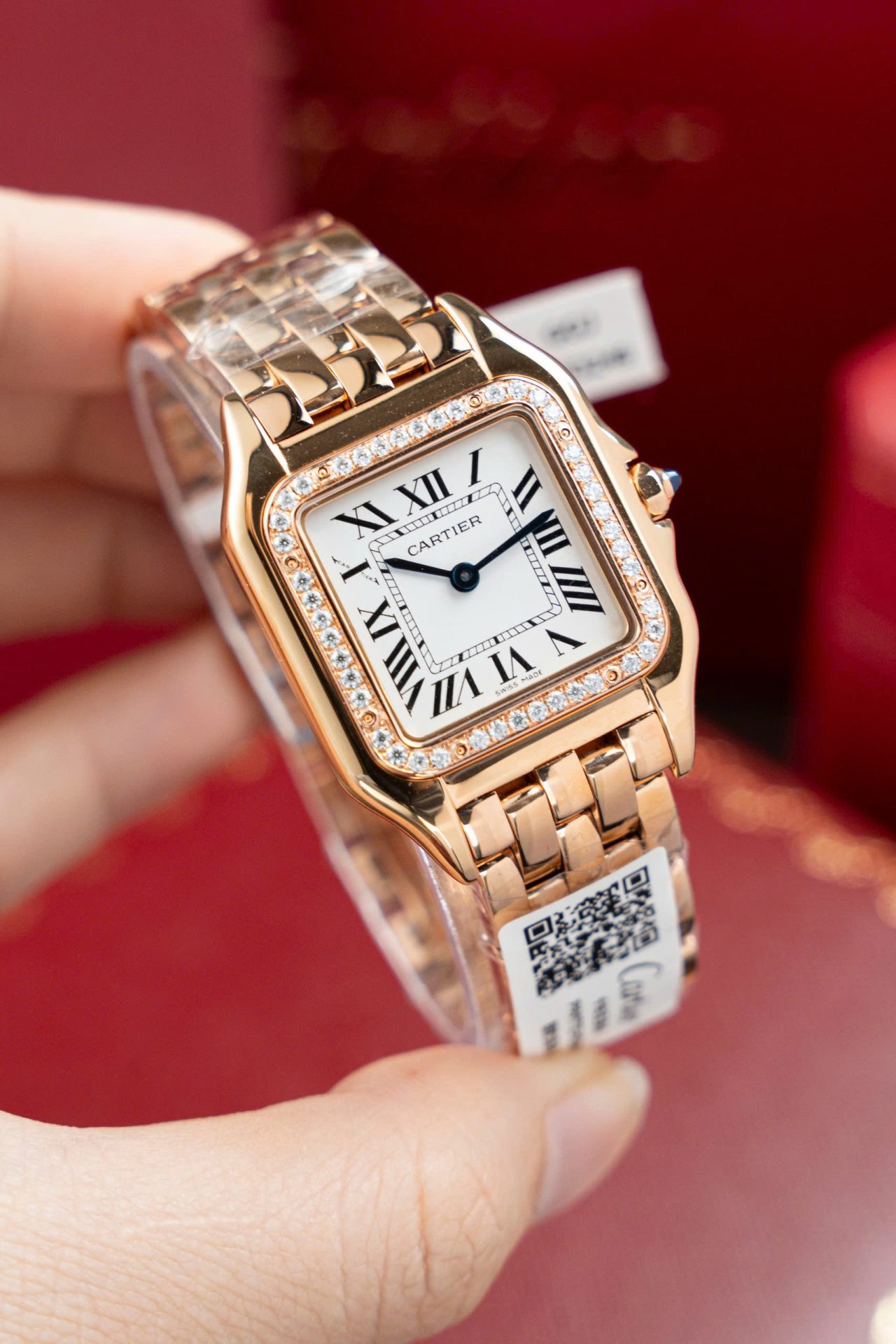 Cartier Panthere WJPN0009 Rose Gold Replica Watches Bezel Diamonds Moissanite 27x37mm