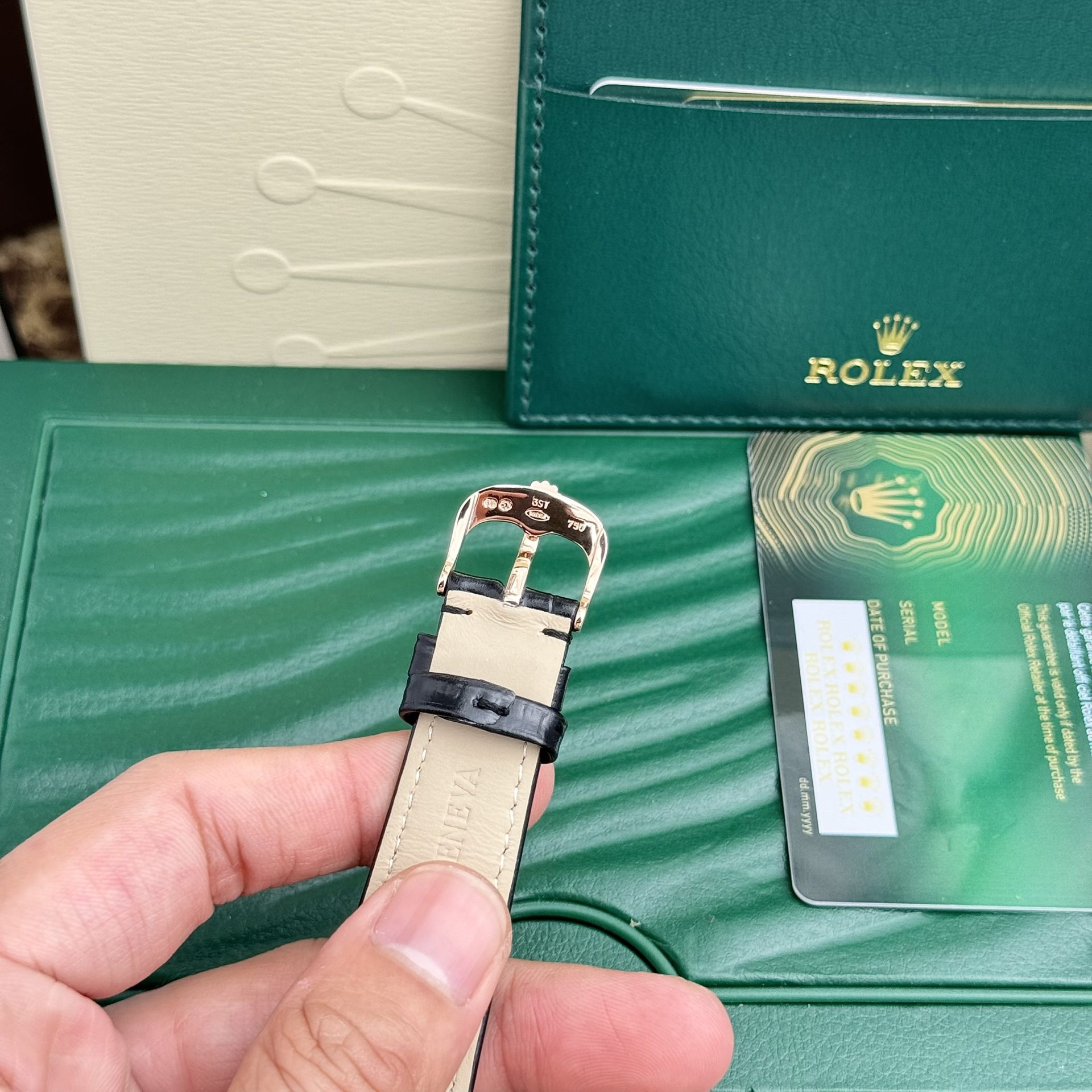 Rolex Replica Watch Cellini 50525 Chocolate Dial Leather Strap 39mm
