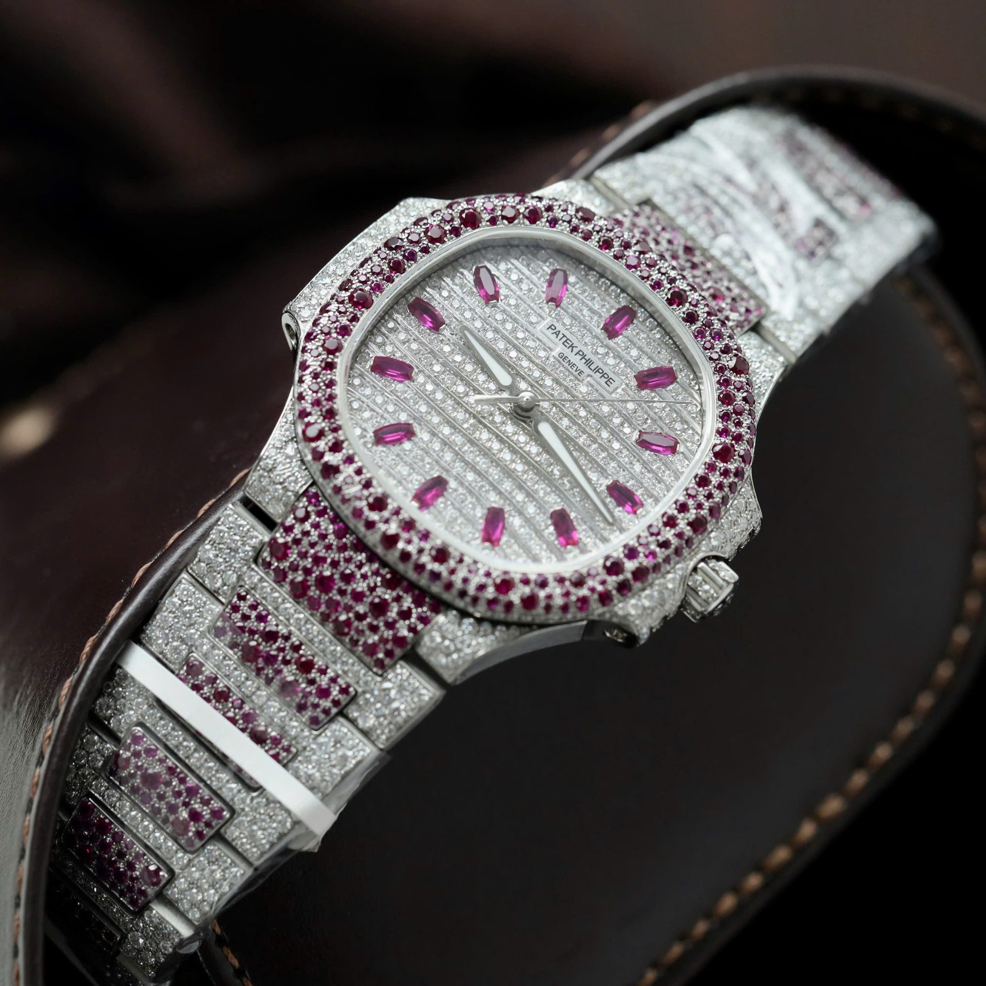 Patek Philippe Replica Watches Nautilus Haute Joaillerie 7118 Custom Full Moissanite Diamonds 35.2mm