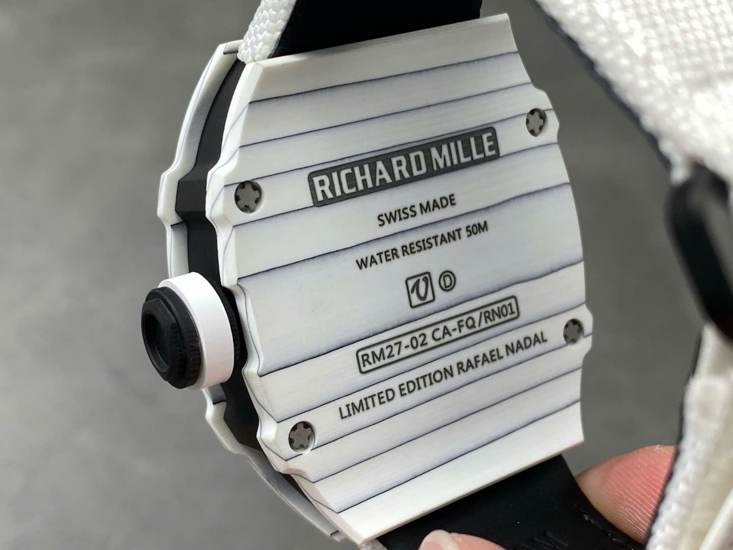 Richard Mille RM27-02 Rafael Nadal Tourbillon White Carbom Best Replica Watches 40x48mm