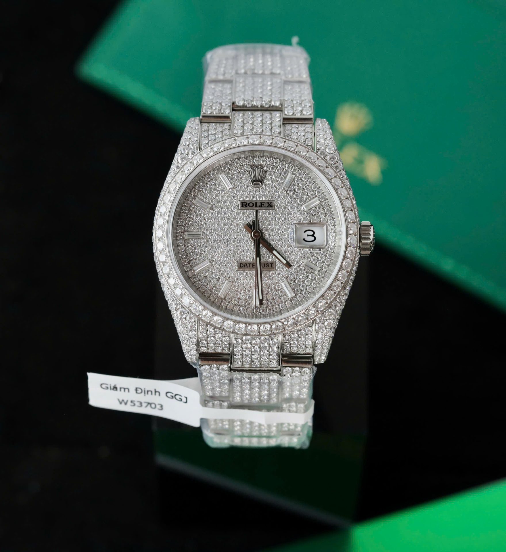 Rolex DateJust Replica Watch Diamonds Moissanite Hong Kong Custom 36mm