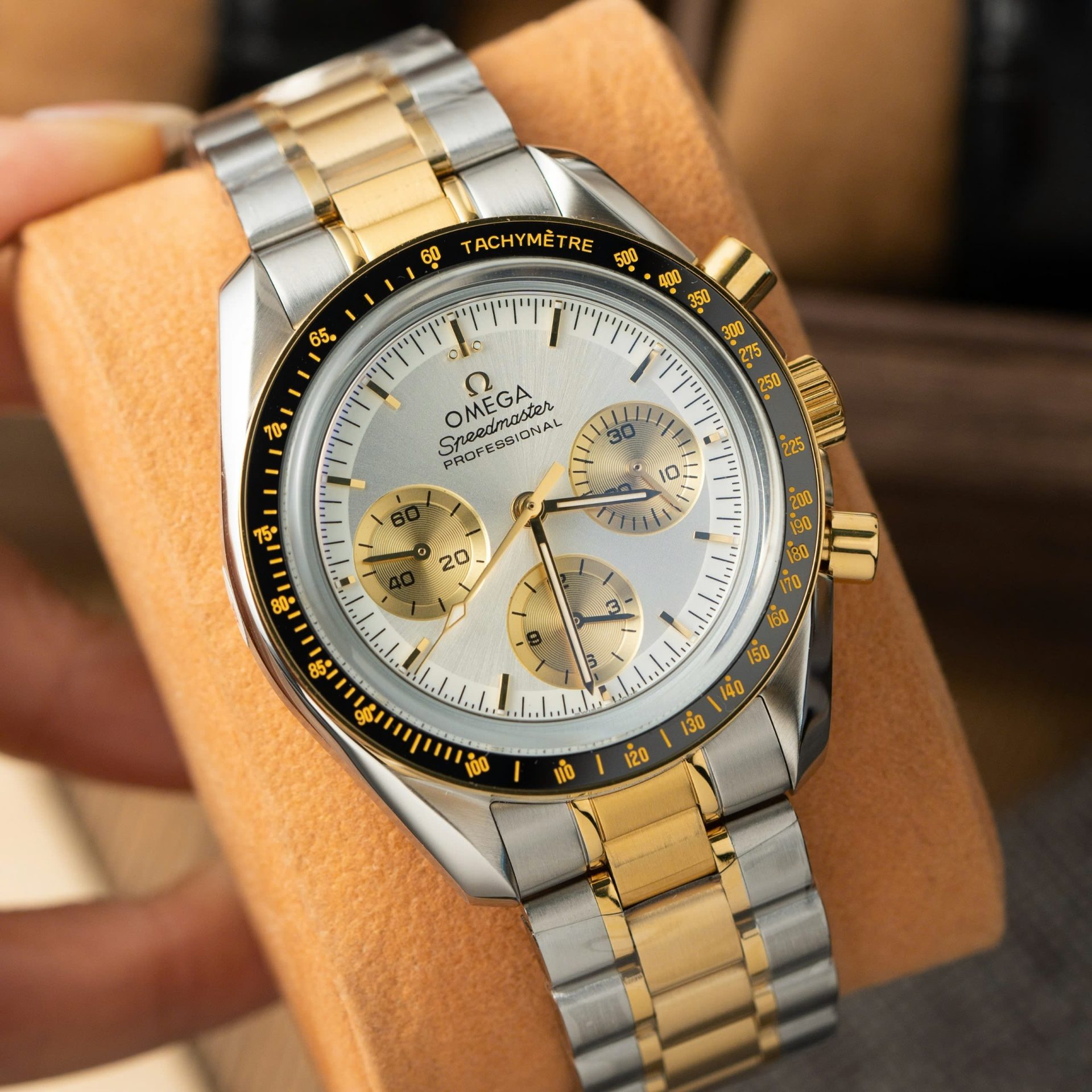Omega SpeedMaster MoonWatch Chronogarph Demi Gold Replica Watch 42mm
