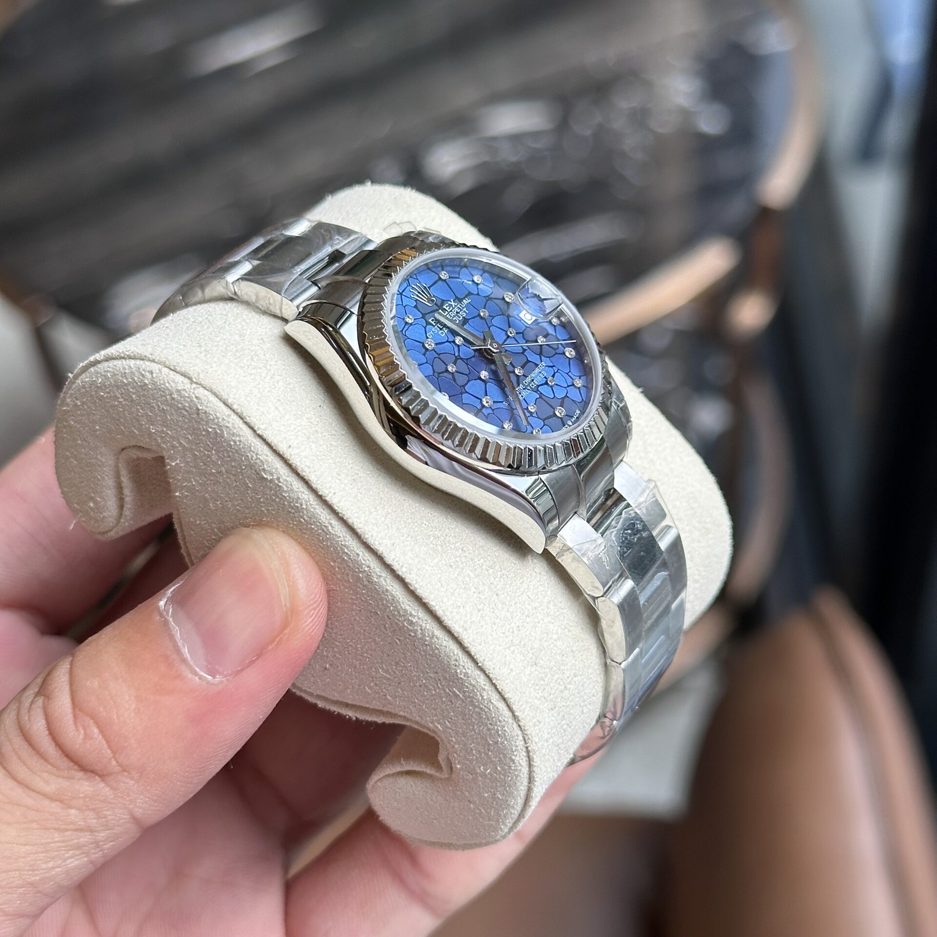 Rolex DateJust Replica Women s Watch 11 Blue Leaf Dial 31mm