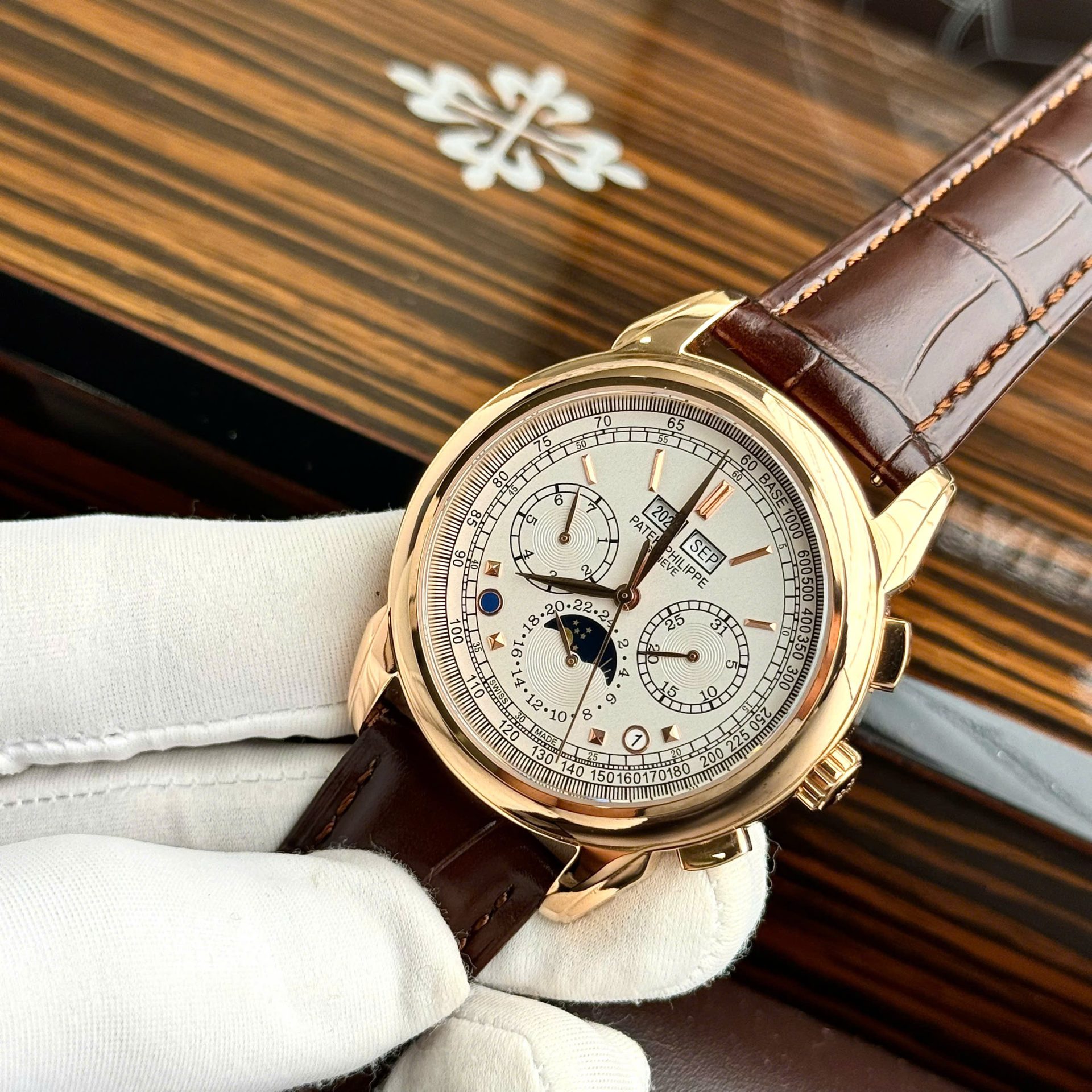Patek Philippe Grand Complications 5270 Clone Watches White Dial Leather Strap 41mm