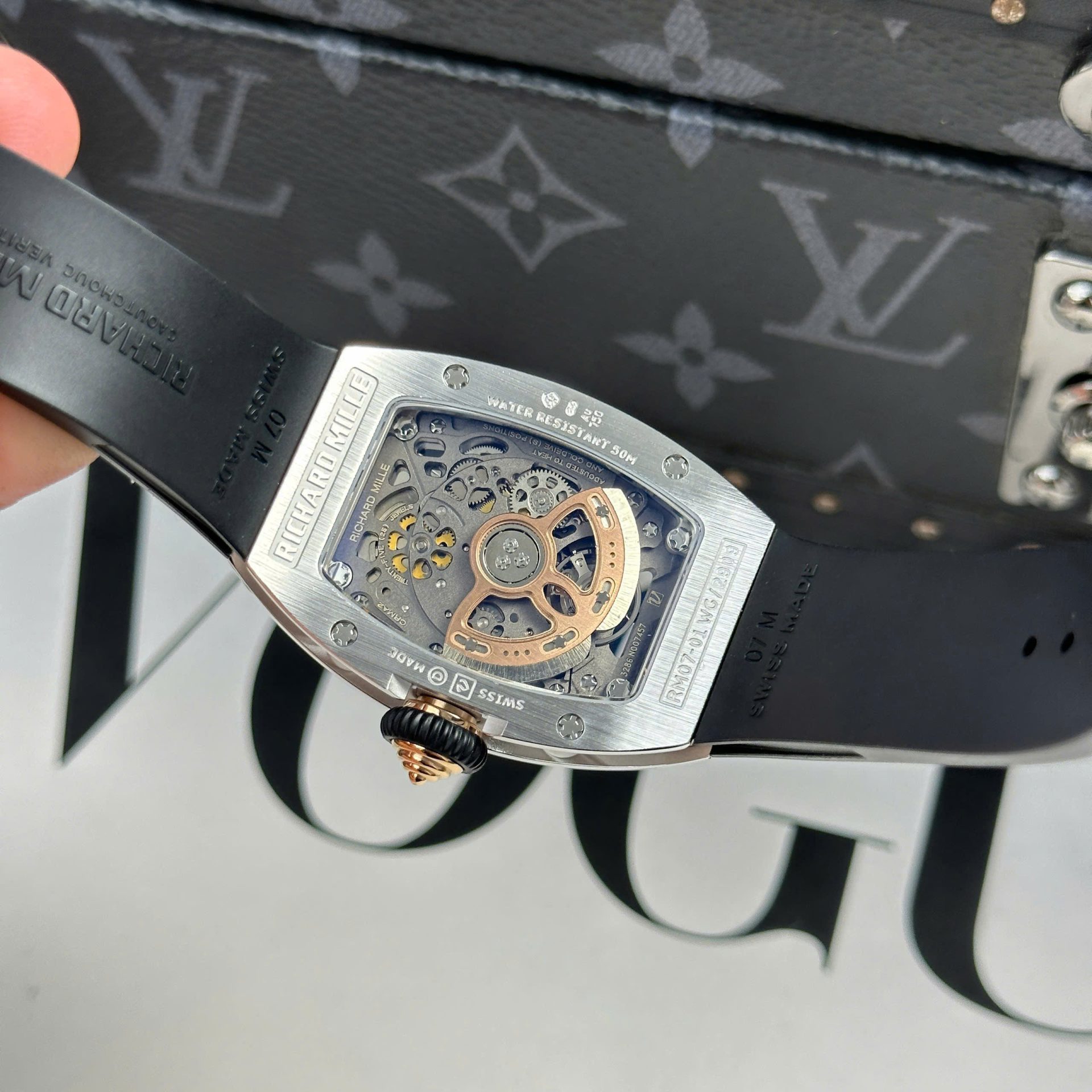 Richard Mille RM07-01 Best Replica Watches Diamonds Black Rubber Strap ZF Factory 36mm