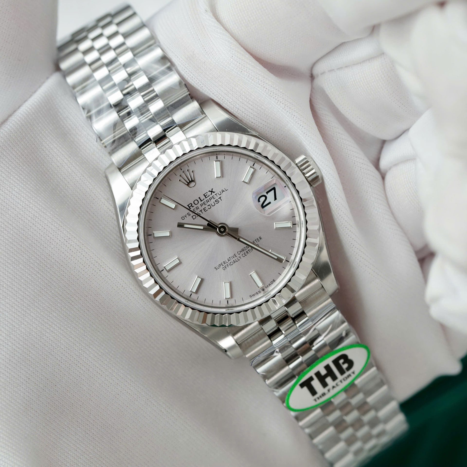 Rolex DateJust Replica Watches Sillver Dial Jubilee Strap THB Factory 31mm