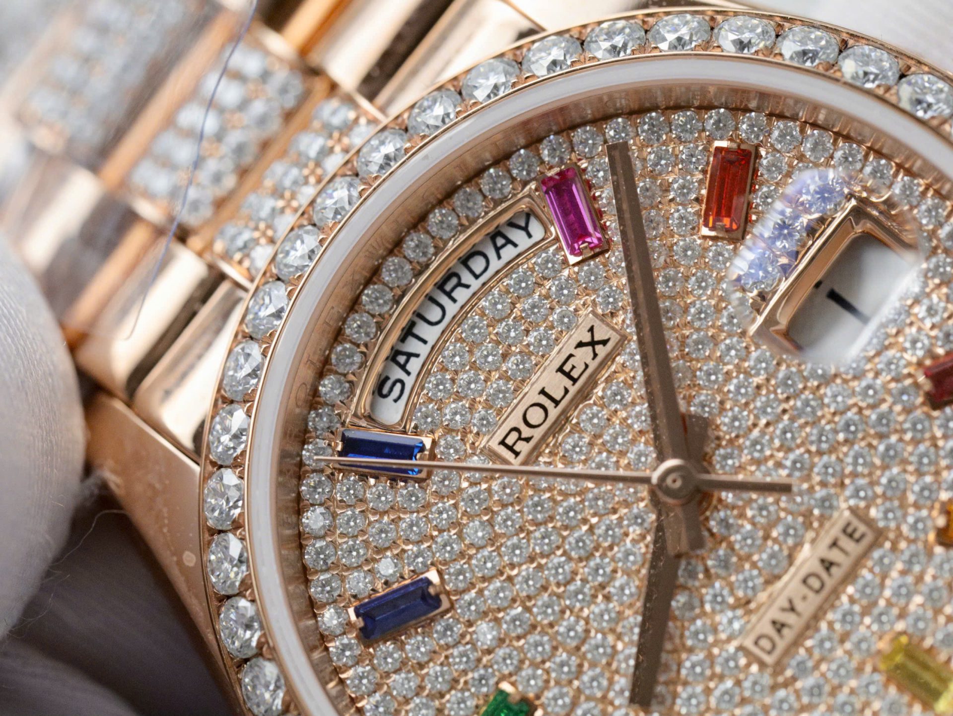 Rolex Day-Date 128395TBR Refined 18K Gold Wrapped   Moissanite Diamonds Best Replicas 36mm