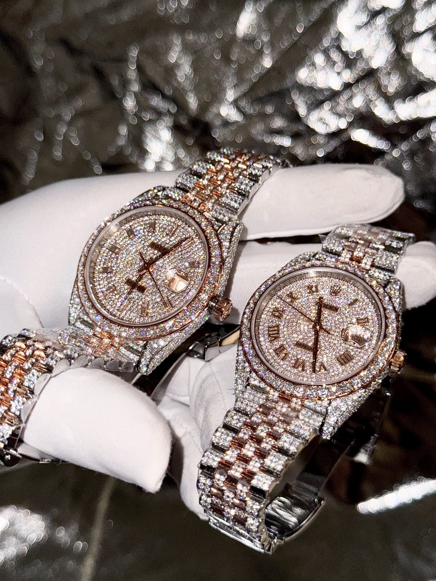 Rolex Replica 1:1 Watch DateJust With Full Diamond Moissanite Hong Kong 41mm