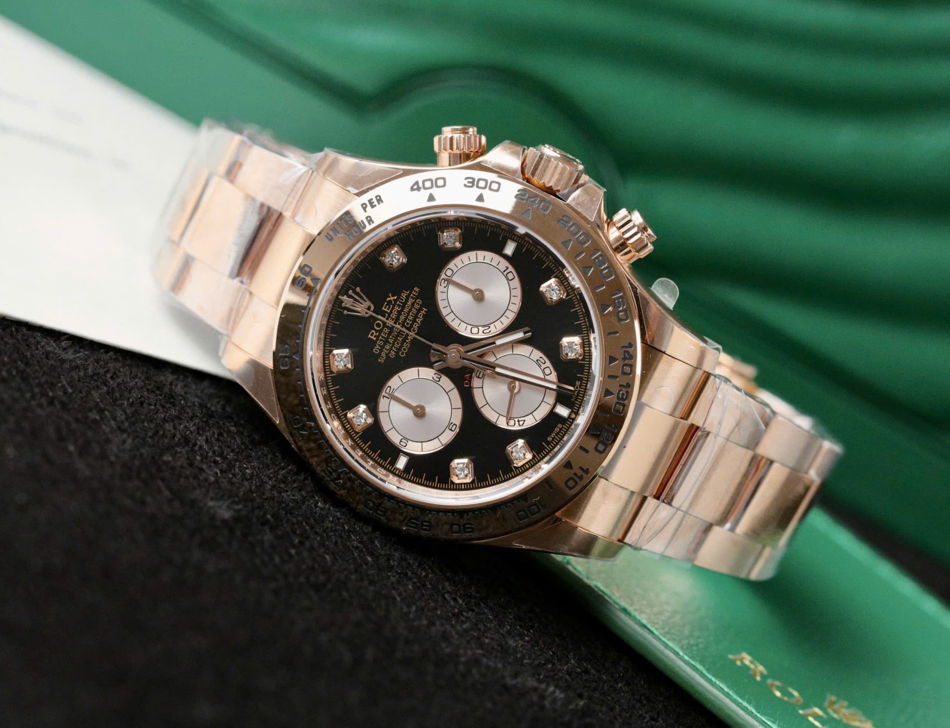 Rolex Daytona 126505 Rose Gold Best Replica Watch Black Dial 40mm