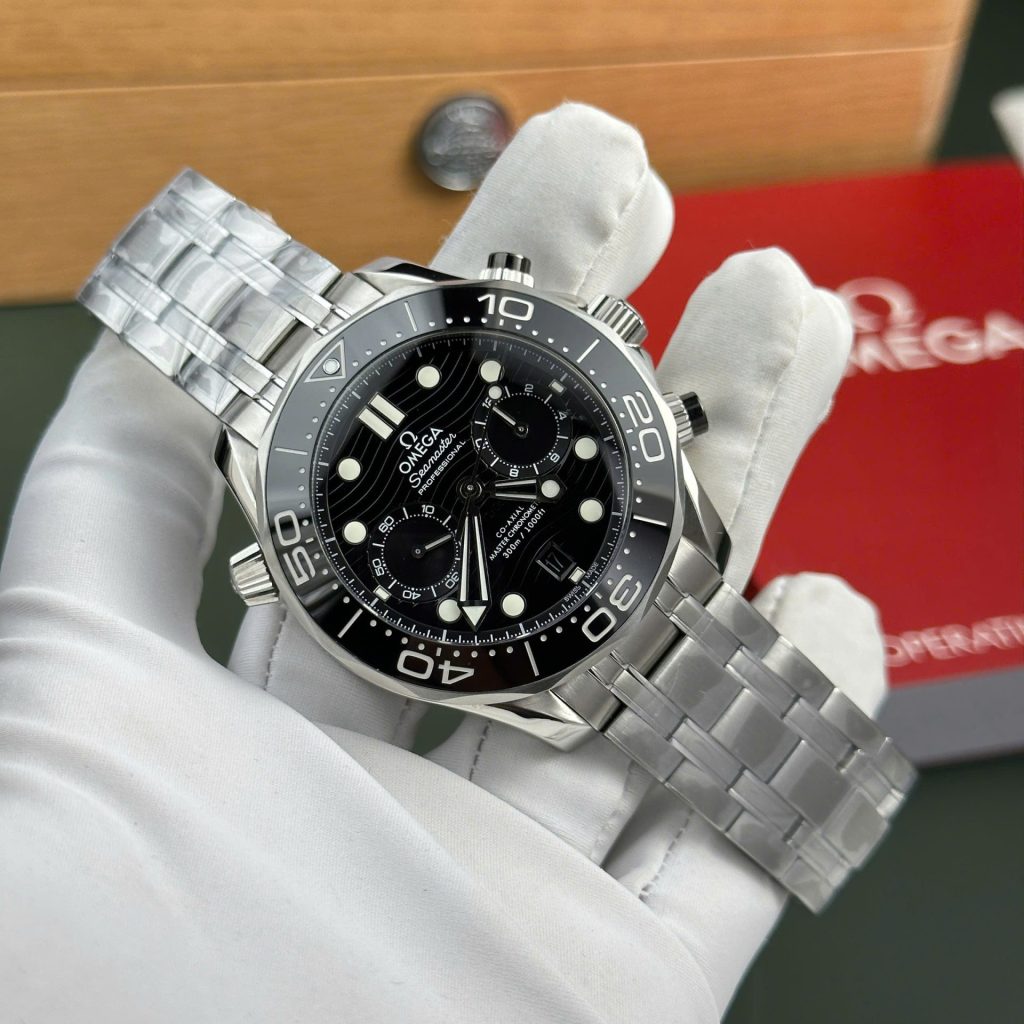 Omega Copies Watches Seamaster Diver 300M Chronograph Dial Black N1 Factory 44mm