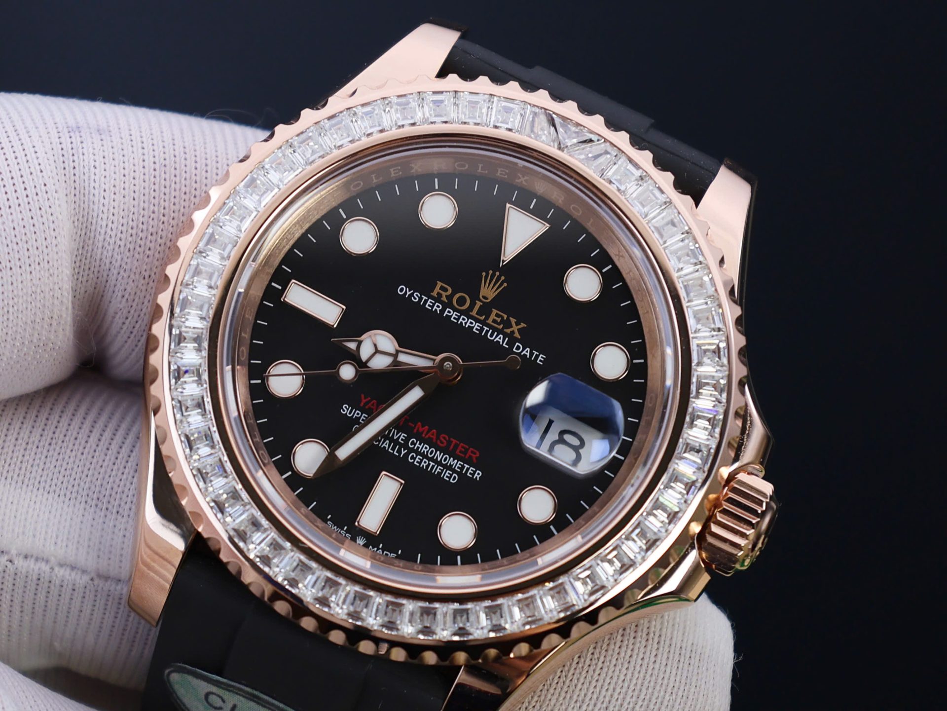 Rolex Yacht-Master Custom Gold Wrapped With Moissanite Baguette Diamond Hong Kong 40mm