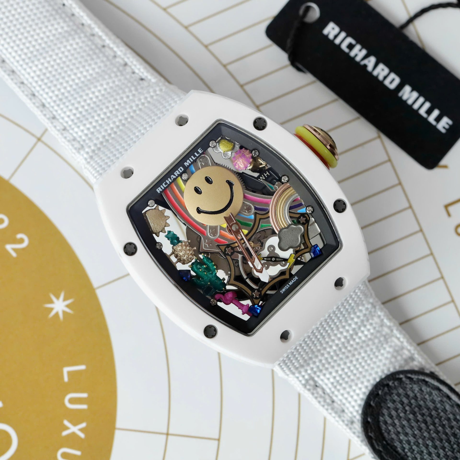 Richard Mille Best Fake Watch RM88 Smiley White Ceramic 42mm