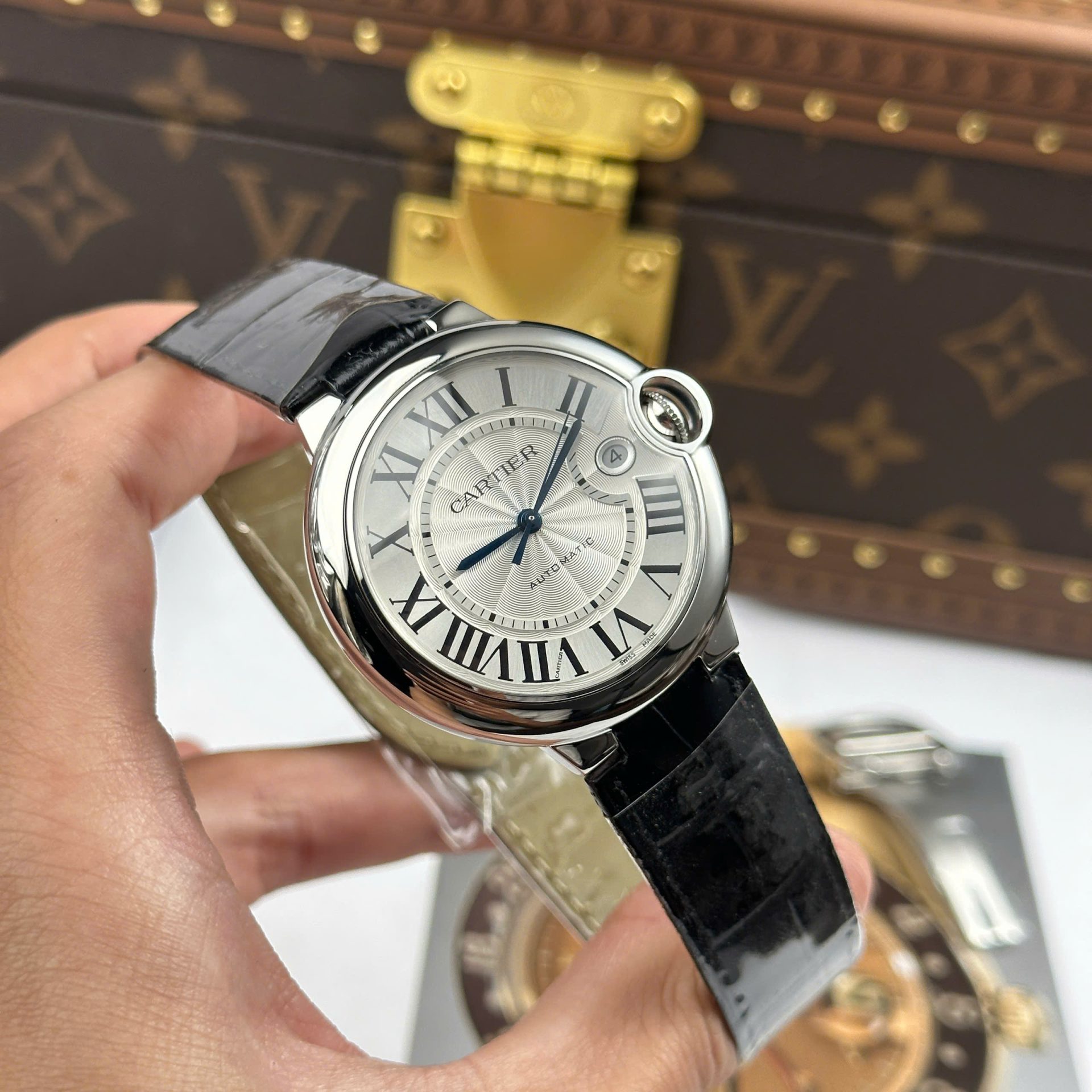 Cartier Ballon Bleu Replica 11 Watch White Dial Leather Strap AF Factory 40mm