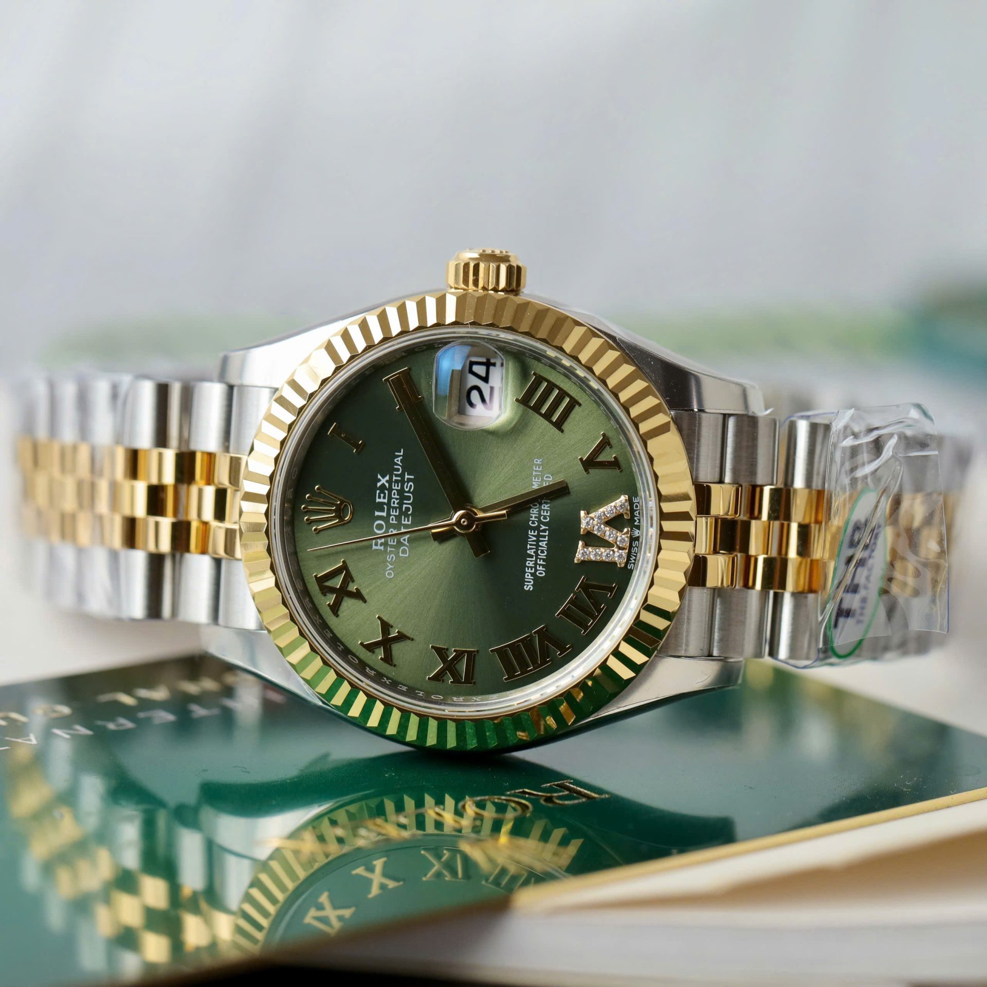 Rolex DateJust Best Replica Watch Green Dial Jubilee Strap THB Factory 31mm