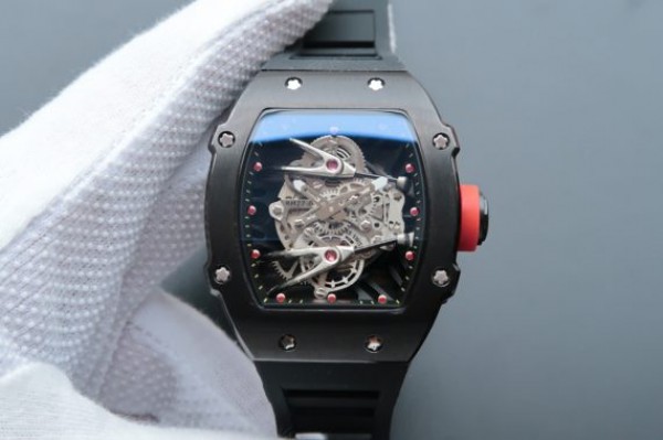 Replica Richard Mille RM027 PVD Skeleton Dial Black Rubber Strap 6T51