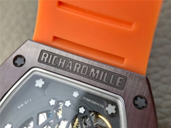 Replica Richard Mille RM011 Felipe Massa RG Chrono Brown Skeleton Dial Orange Rubber Strap A7750