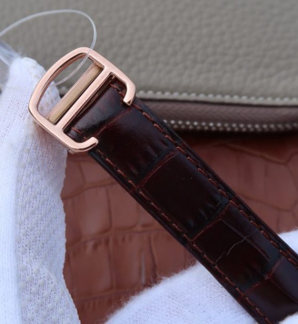 Replica Cartier V6 Ballon Bleu 36mm RG White Textured Dial Leather Strap