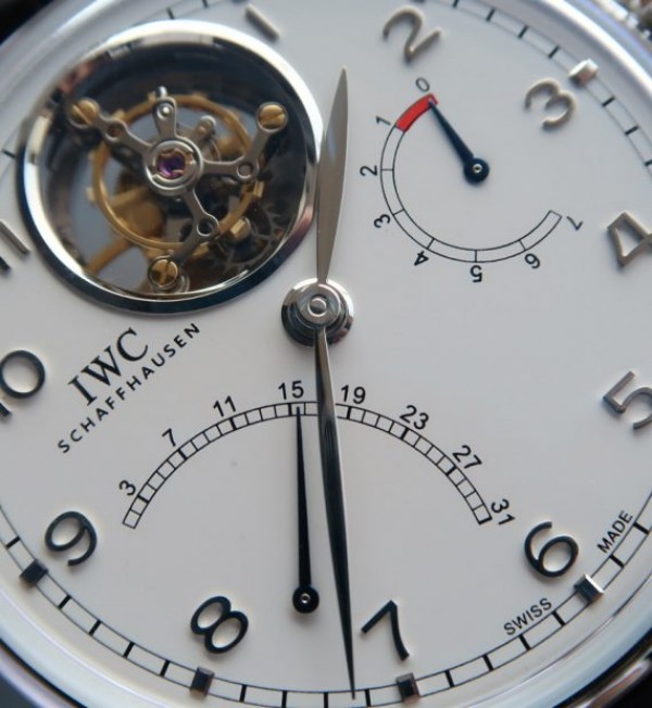 Replica IWC TF Portuguese Tourbillon IW5046 White Dial Leather Strap