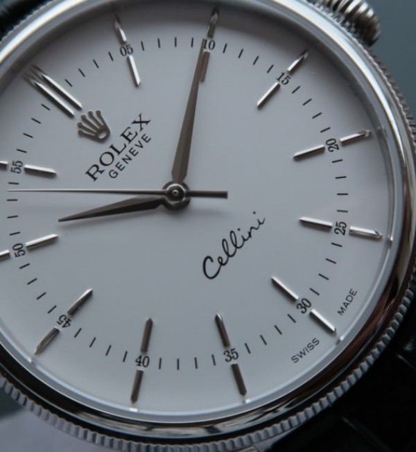 Replica Rolex MK Cellini Time 50509 SS White Dial Leather Strap