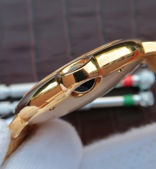 Replica Cartier Ballon Bleu 42mm YG White Dial Leather Strap ETA 2824