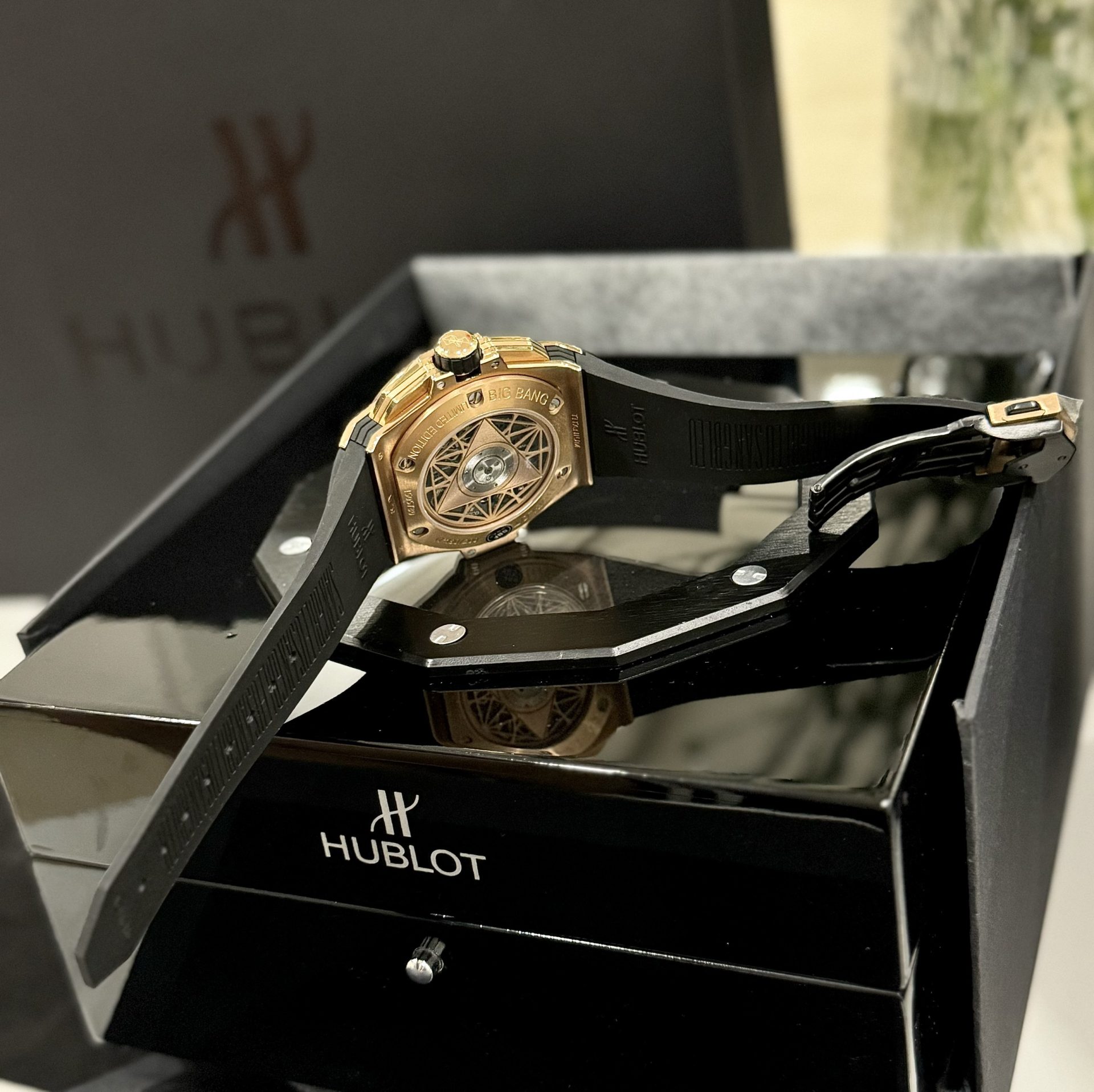 Hublot Replica Watches Big Bang Sang Bleu ll King Gold Black Dial BBF 45mm