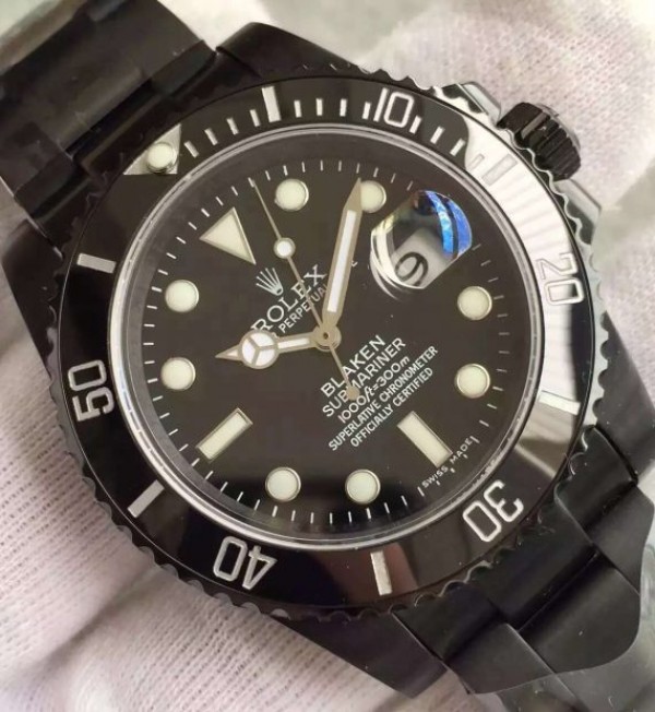 Replica Rolex Blaken Submariner 116610 PVD Black Dial PVD Bracelet A2836