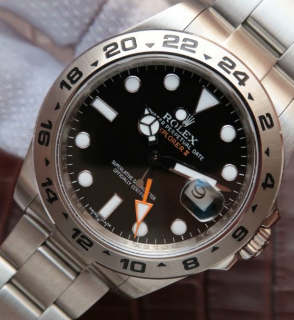 Replica Rolex EXPLORER II 42mm 216570 Noob Black Dial SS Bracelet A3187