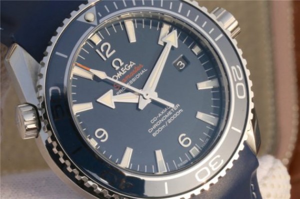 Replica Omega Planet Ocean Professional Blue Liquidmetal Bezel 45mm OMF Rubber Strap A8500