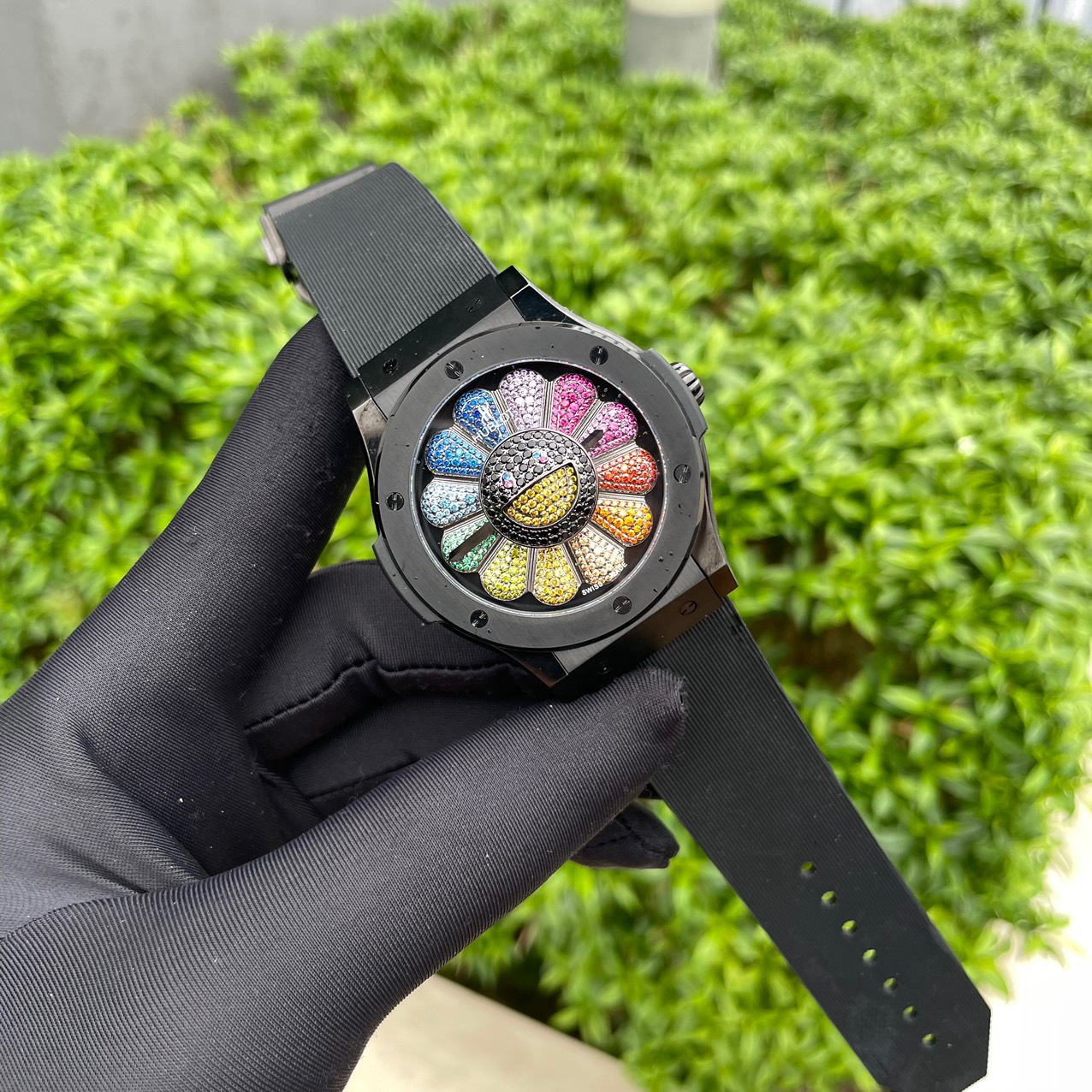 Hublot Replica Watch Takashi Murakami Rainbow Ceramic Rubber Strap 45mm