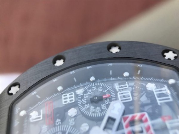 Replica Richard Mille RM011 RG Black Ceramic Chrono Skeleton Dial Black Rubber Strap A7750