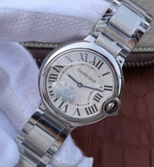 Replica Cartier V6F Ballon Bleu 36mm White Dial SS Bracelet Ronda Quartz