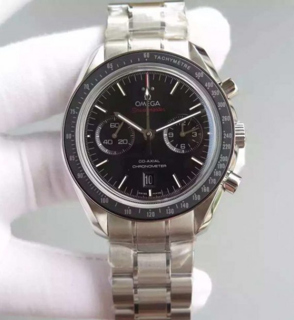 Replica Omega Speedmaster Moonwatch Chrono Dark Side Of The Moon SS Bracelet A9300