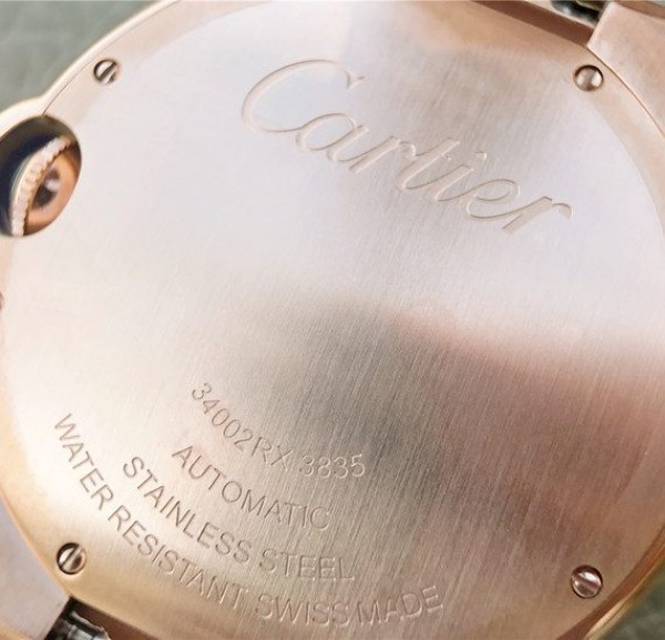 Replica Cartier Ballon Bleu 36mm RG White Textured Dial Diamond Bezel