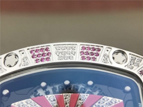 Replica Richard Mille RM 007 Lady SS Diamonds Black Inner Bezel White Rubber Strap 6T51