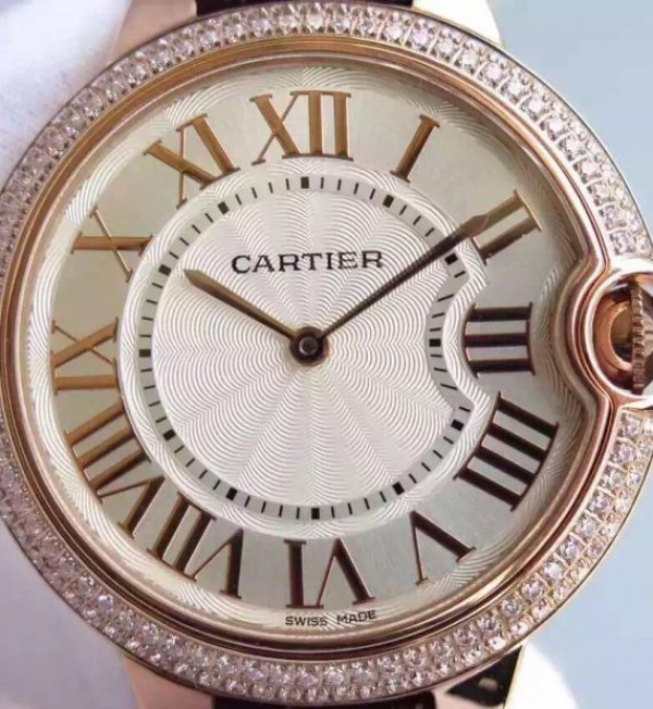 Replica Cartier Ballon Bleu 40mm RG Diamonds Bezel Whit Dial RG Mark MIYOTA9015
