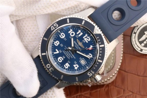 Replica Breitling SuperOcean  II 44mm GF Blue Dial Blue Rubber Strap A2824