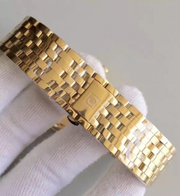 Replica Omega MK De Ville 39.5mm White Dial YG Case SS Bracelet A2824