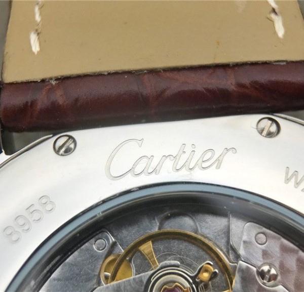 Replica Cartier Ronde De Cartier SS White Dial Diamonds Bezel Croco Strap A2892
