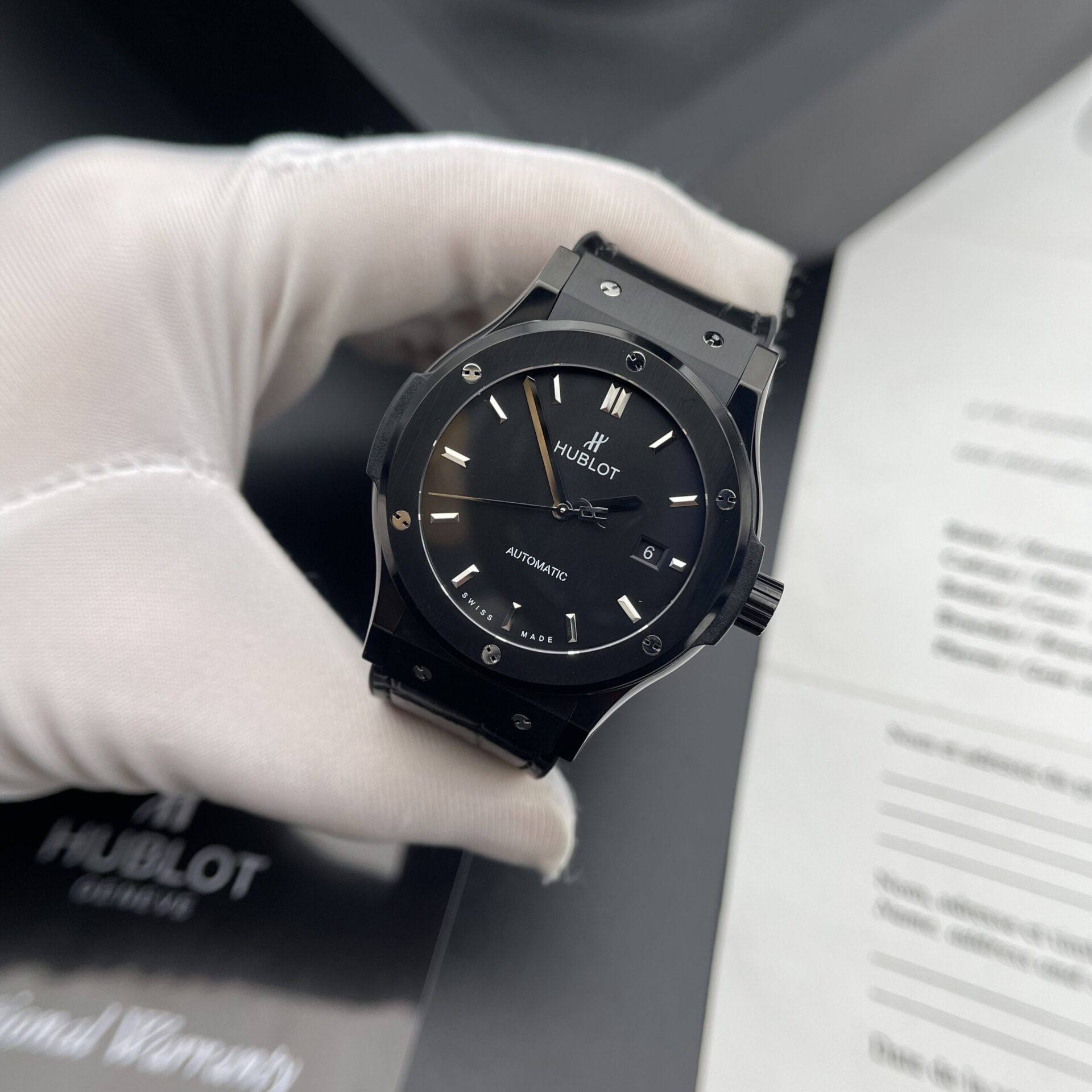 Hublot Classic Fusion Ceramic Clone Watch Black Dial HB Factory 42mm