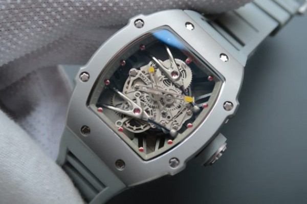Replica Richard Mille RM027 SS Skeleton Dial Gray Inner Bezel Gray Rubber Strap 6T51