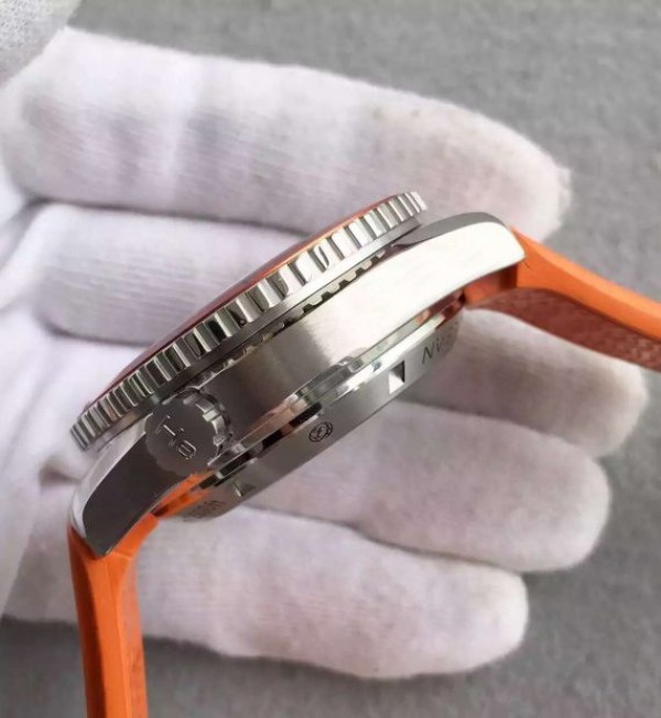 Replica Omega Planet Ocean 45mm Chrono Orange Bezel Black Dial Rubber Strap A9300
