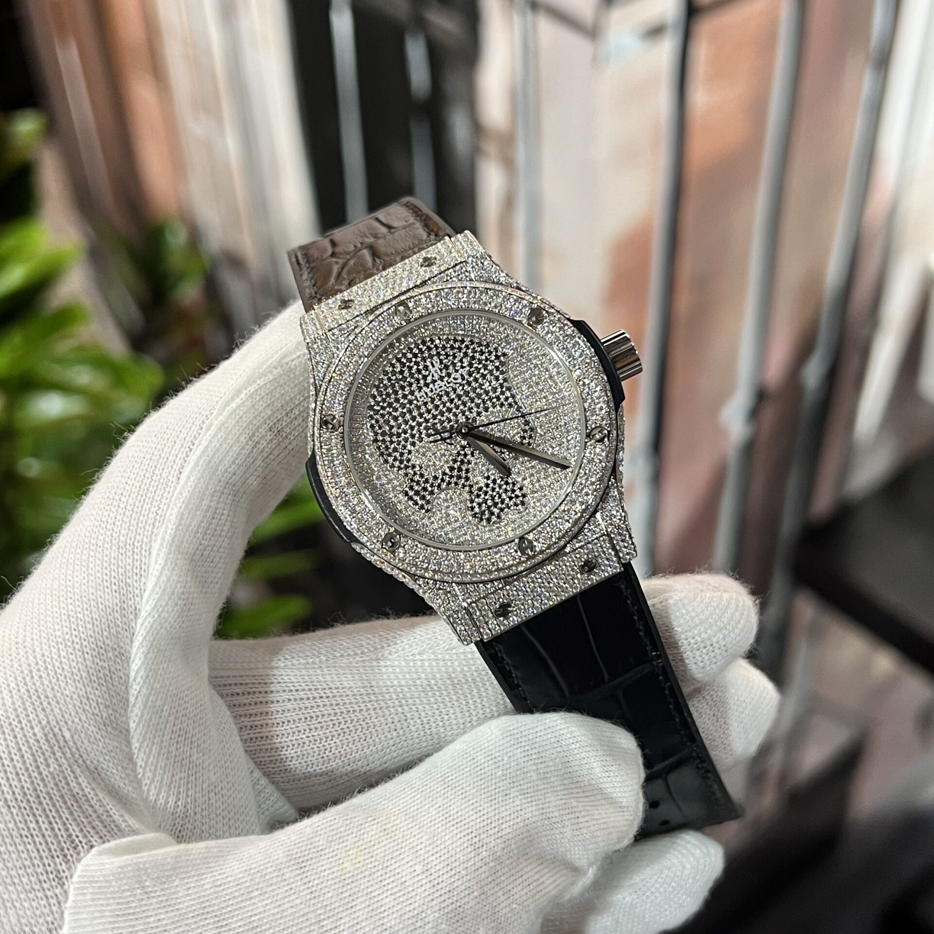 Hublot Classic Fusion With Moissanite Replica Watch Leather Strap 42mm