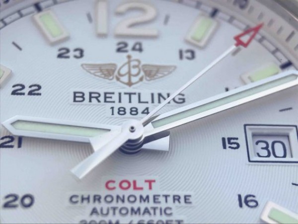 Replica Breitling Colt Automatic 44mm SS GF White Textured Dial on Black Leather Strap A2824