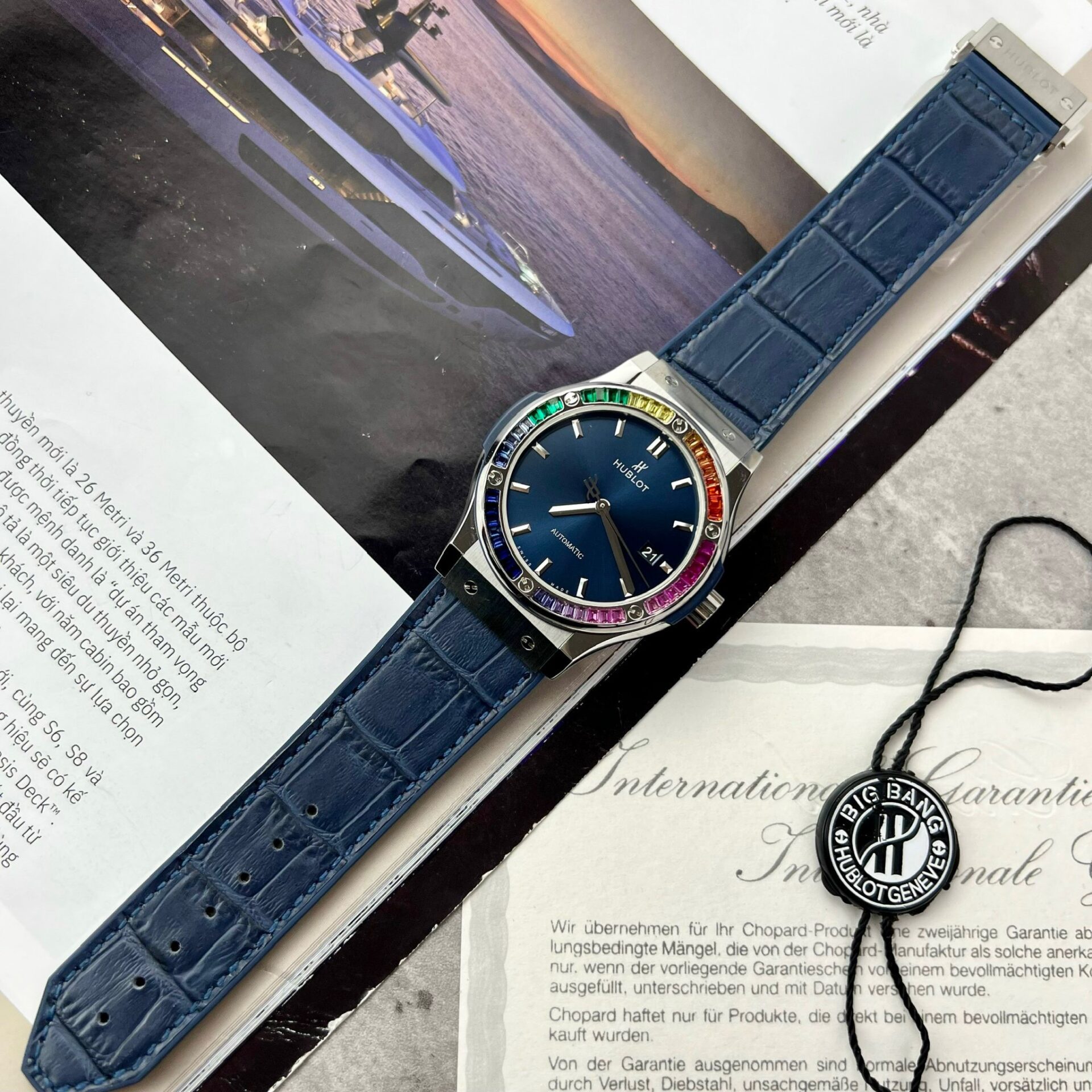 Hublot Classic Fusion Blue Synthetic Gemstone Replica Watch 42mm