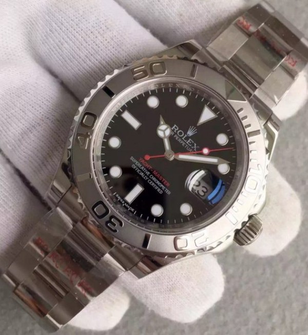 Replica Rolex Yacht-Master 116622 Noob Black Dial SS Bracelet A2824