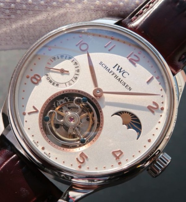 Replica IWC Portuguese Tourbillon Power Reserve Moonphase Gold Maker White Dial