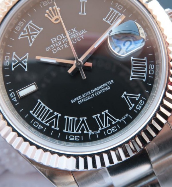 Replica Rolex DateJust 41 116334 SS Black Dial Roman Markers SS Bracelet A3136