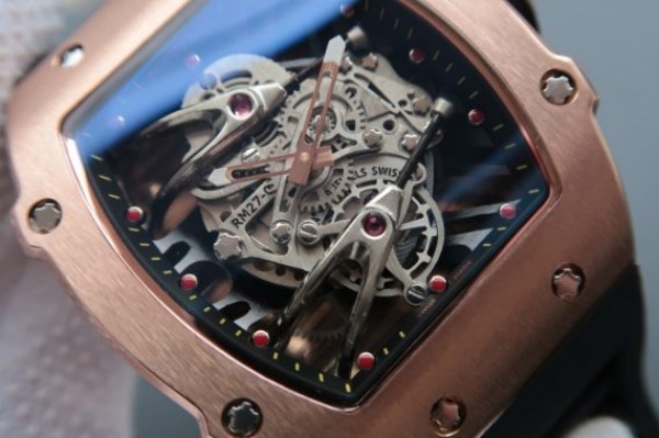 Replica Richard Mille RM027 RG Skeleton Dial Black Rubber Strap 6T51