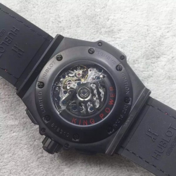 Replica Hublot Big Bang King Power 48mm PVD Black Dial Red Hands Gummy Strap A7750