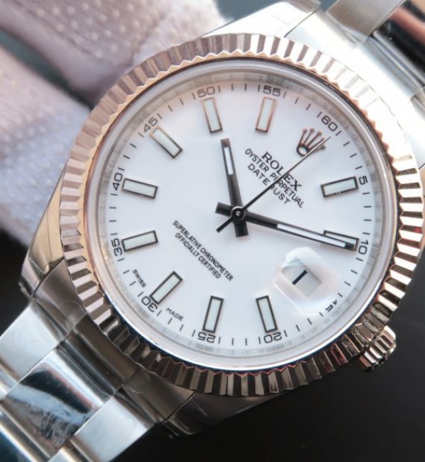 Replica Rolex DateJust II SS Fluted Bezel White Dial SS Bracelet A3136